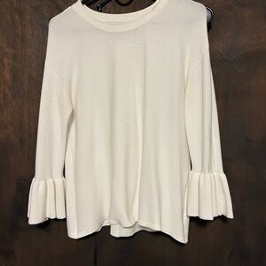 New Directions Cream Sweater with Flared Sleeves